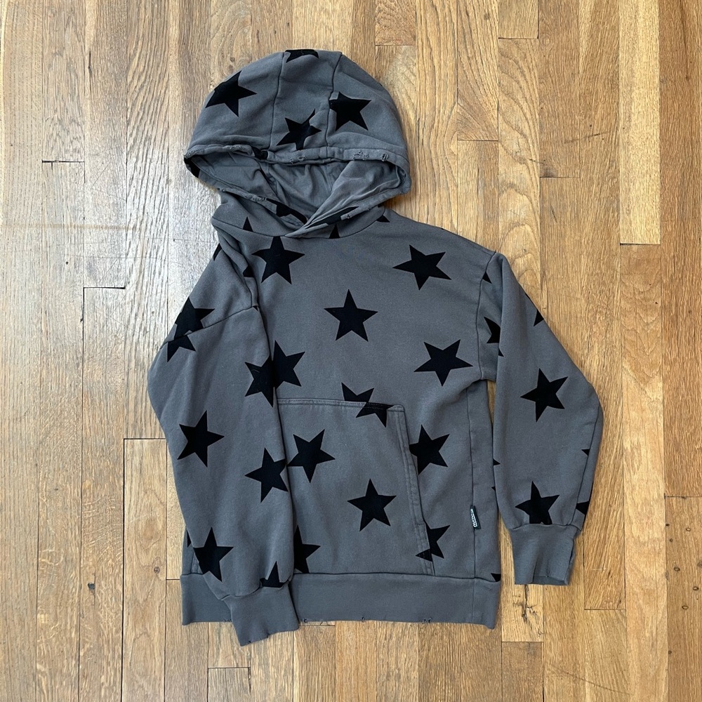 nununu Charcoal Hoodie with Black Stars